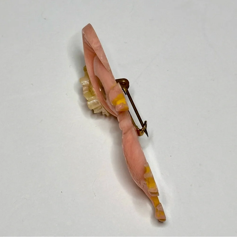 Easter 1940’s Celluloid Plastic Duck Winking Eye Pink Pin Flickering Eye VTG